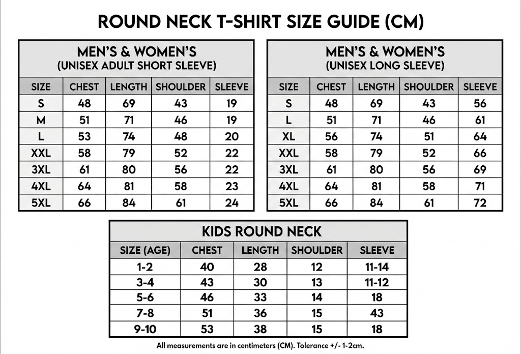Round neck short and long sleeve T-shirts